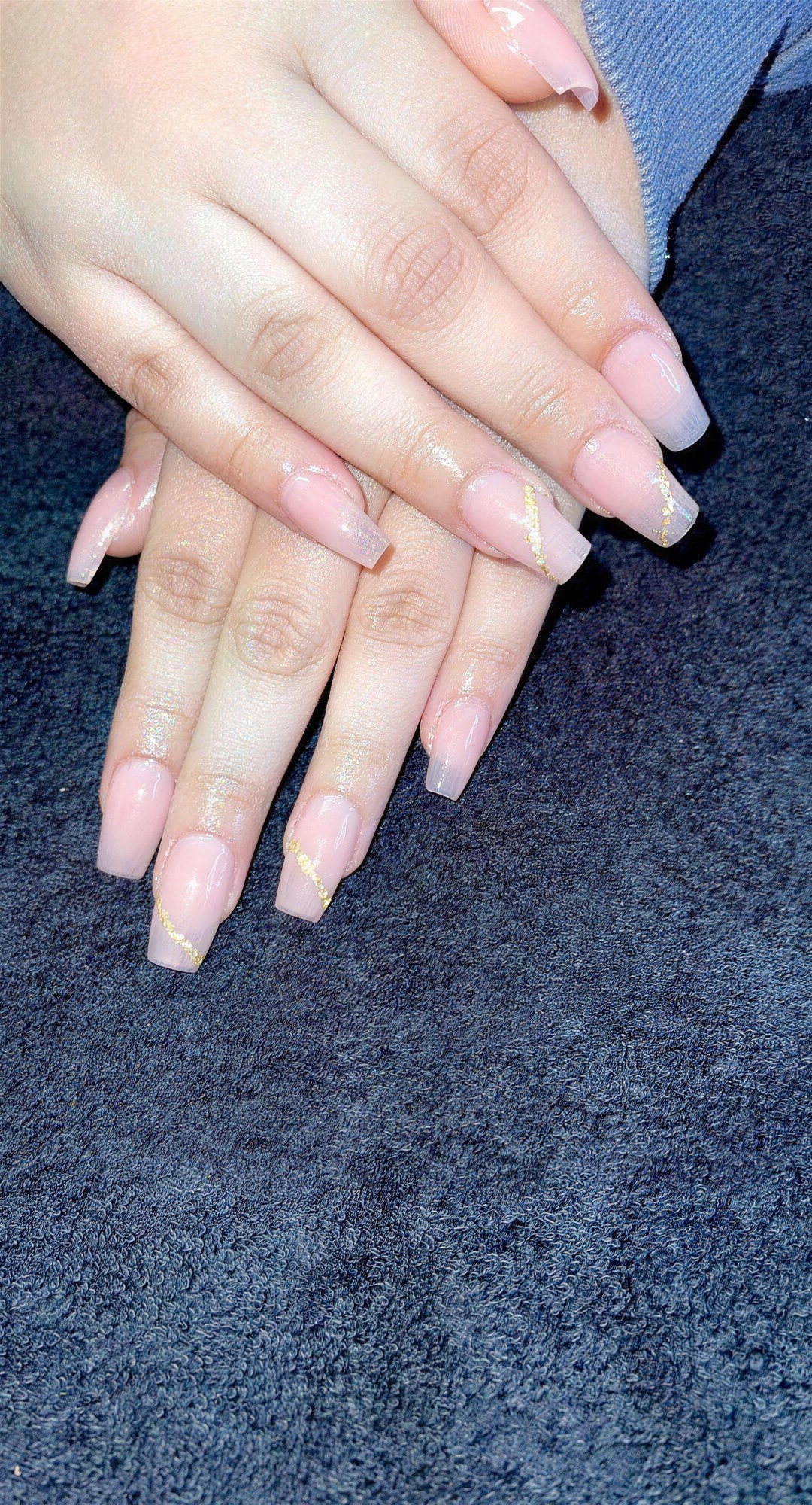 Nude acrylics with gold leaf